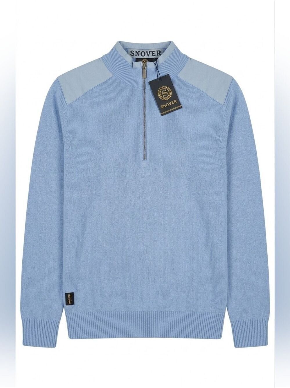 Wool and Cashmere Sweater Men's Quarter Zip Light Blue Size Small, Snover, NWT